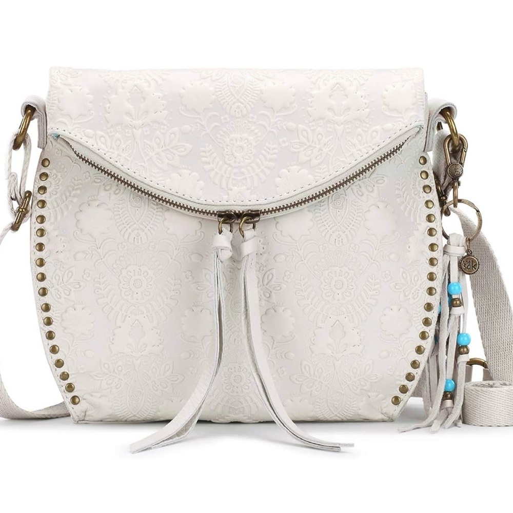 The Sak White Embossed Shoulder Bag